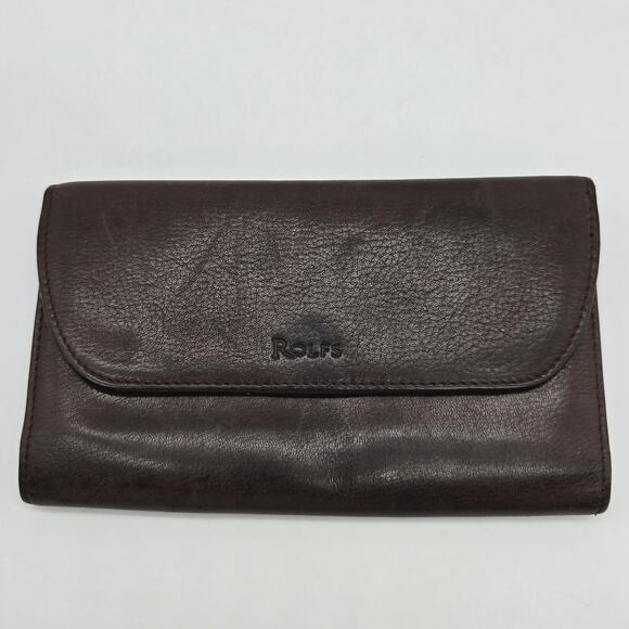 Vintage Rolfs Genuine Leather Wallet Clutch Check Book Credit Card Brown - Picture 1 of 8